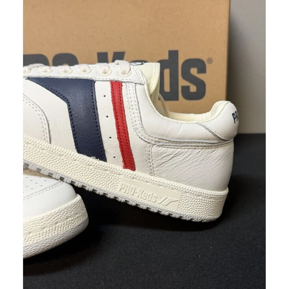 Pro-Keds Skyhawk Men's Size 9.5 (M) White/Blue/Red Low Top Leather Sneakers NWT